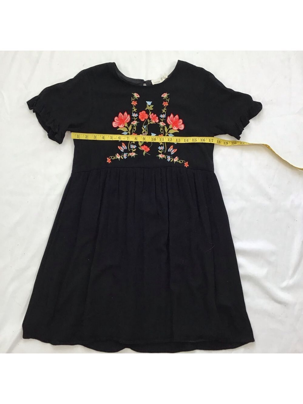 Everleigh Women Black Floral Embroidered Fun Mini Dress XS - Picture 11 of 14